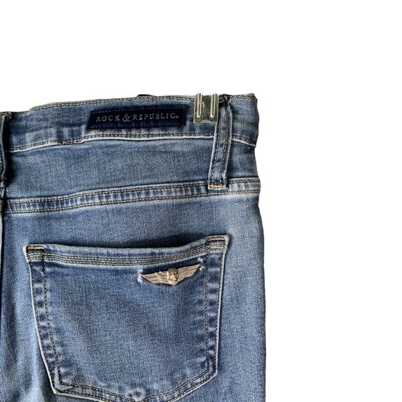 Rock & Republic Skinny Jeans Womens Sz 4 Blue Denim Medium Wash Cotton Mid-Rise - Picture 5 of 7
